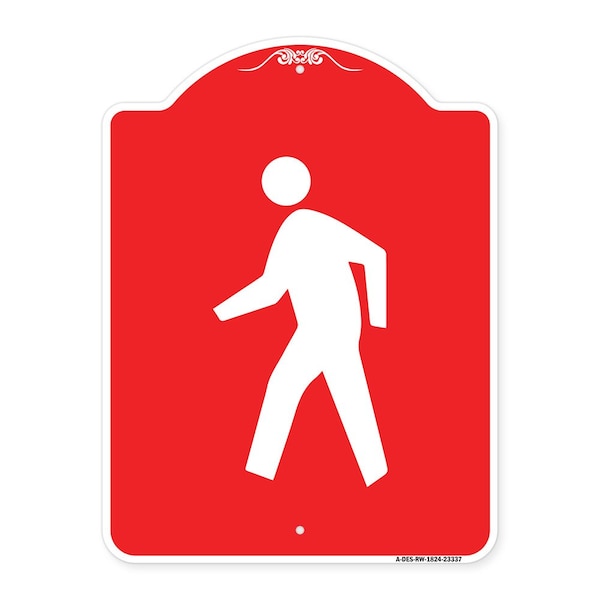 Signmission Designer Series Pedestrian Crossing, Red & White Aluminum Sign, 18" x 24", RW-1824-23337 A-DES-RW-1824-23337 - main